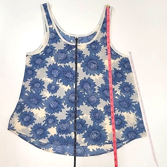 Mudd Sunflower Tank Top Bohemian Scoop Neck High Low Hem Sleeveless Flowy Blouse - Picture 8 of 17